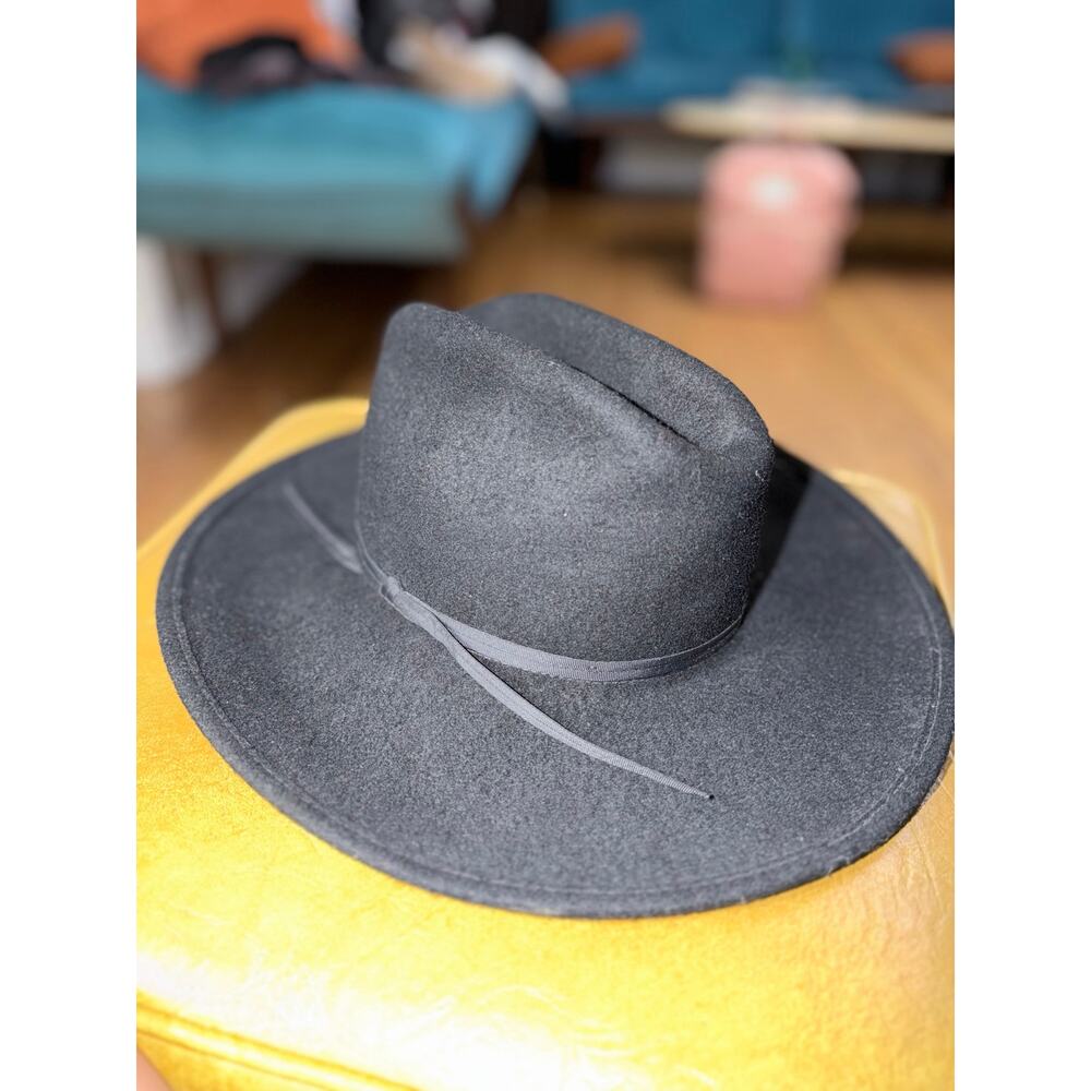 Vintage Peters Bros Fort Worth TX Wool Felt Wide Brim Hat Black Size Small